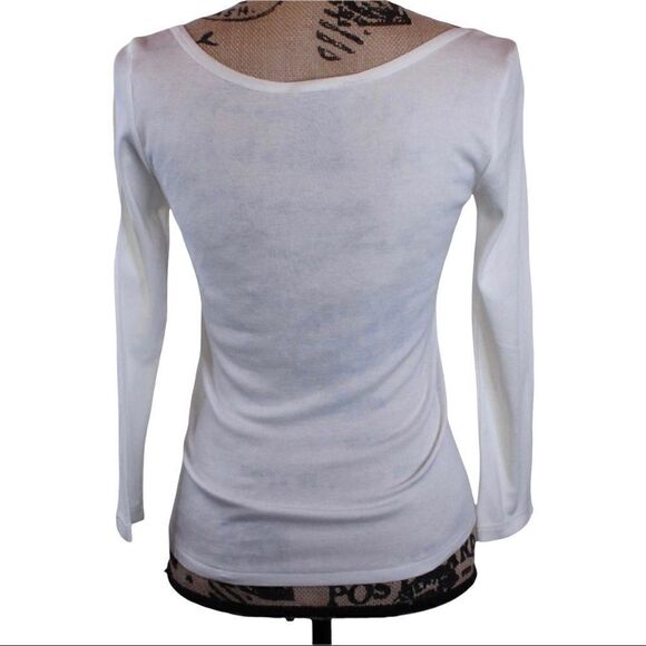 Ralph Lauren Black Label Scoop Neck Long Sleeve Top in White Size Large - Picture 7 of 8